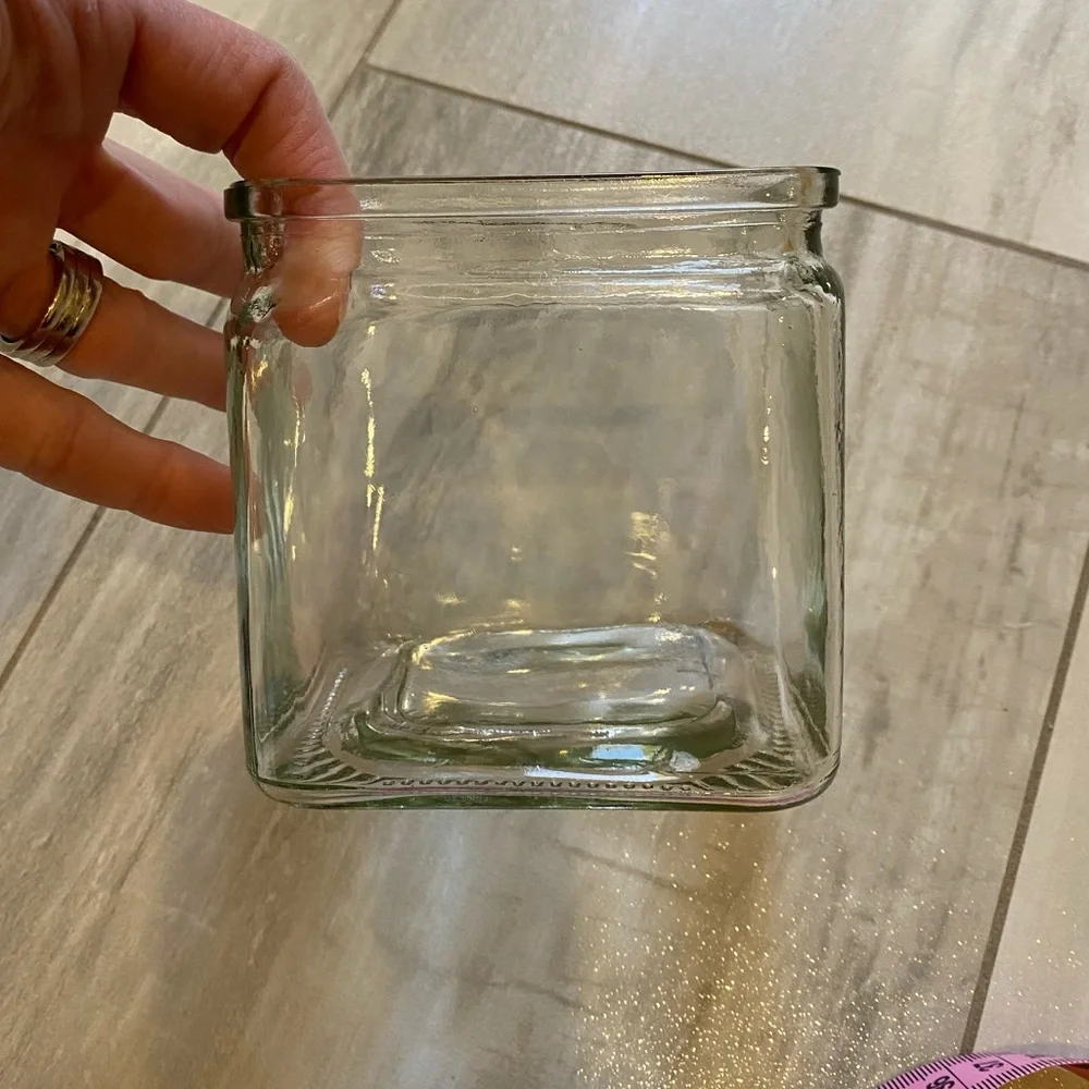 Bundle of 2 Small Square Shaped Clear Glass Flower Vases